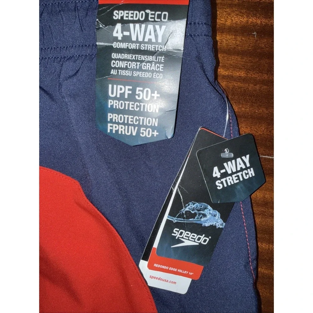 Speedo Swim Trunks XXL Red UPF 50+ Eco 4-Way Stretch Mens Board‎ Shorts NEW